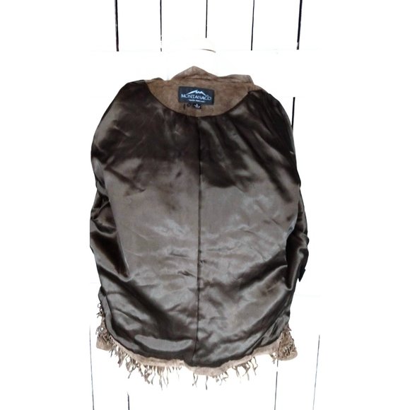 Vintage 90s brown suede leather beaded fringe country western boho jacket - Picture 8 of 8